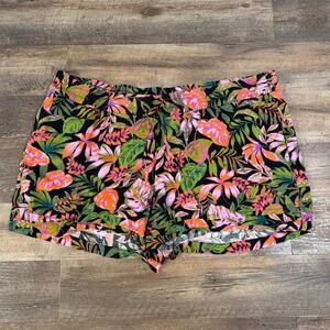 Terra & Sky Shorts Plus 4XL Black Tropical Floral Pull-On Beach Vacation Cruise
